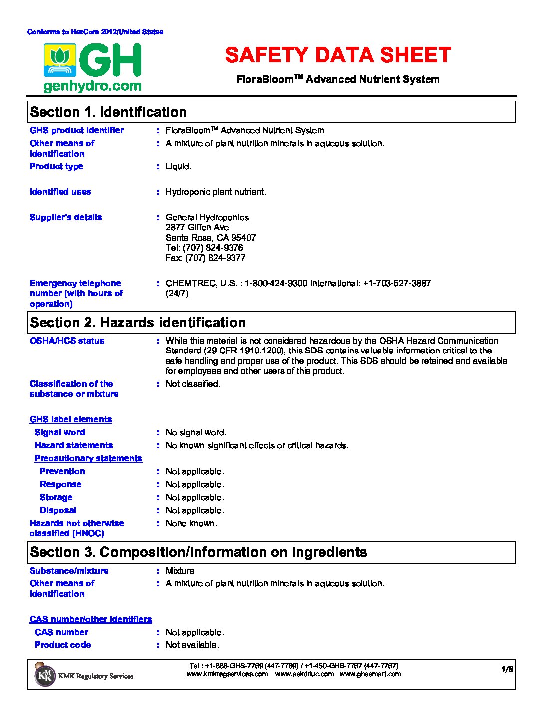 PH Up Liquid Safety Data Sheet General Hydroponics